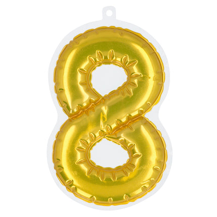 E-Carnavalskleding.nl Sticker Folieballon '8' goud