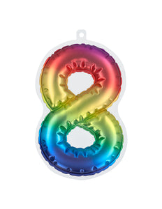 E-Carnavalskleding.nl Sticker Folieballon '8' regenboog