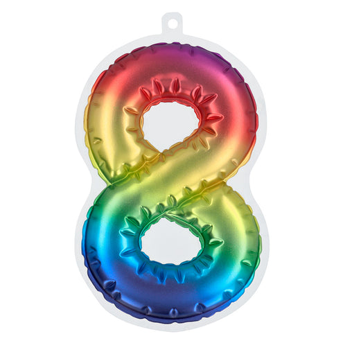 E-Carnavalskleding.nl Sticker Folieballon '8' regenboog