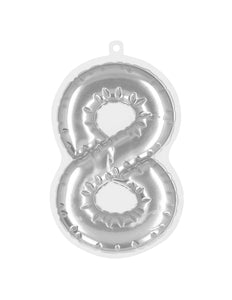 E-Carnavalskleding.nl Sticker Folieballon '8' zilver