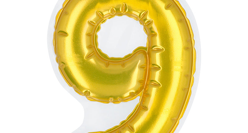 E-Carnavalskleding.nl Sticker Folieballon '9' goud