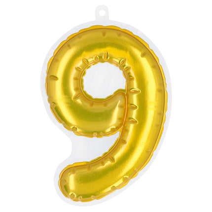 E-Carnavalskleding.nl Sticker Folieballon '9' goud