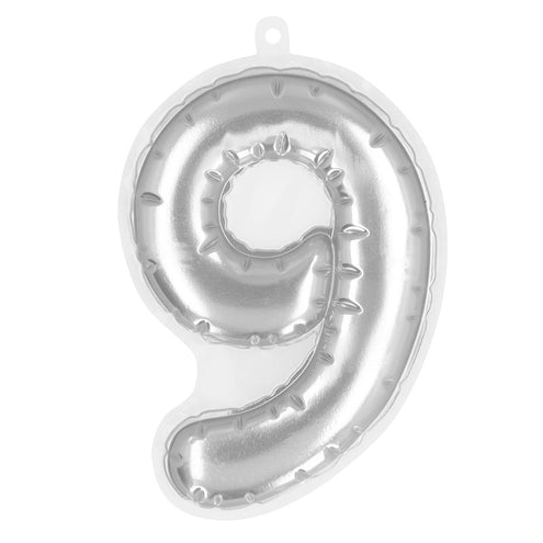 E-Carnavalskleding.nl Sticker Folieballon '9' zilver