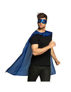 E-Carnavalskleding.nl Super held cape en masker set blauw