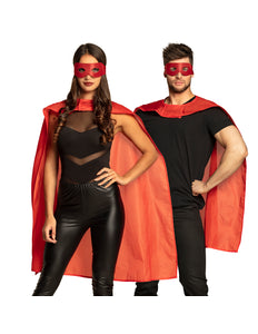 E-Carnavalskleding.nl Super held cape en masker set rood