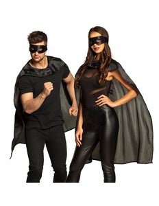 E-Carnavalskleding.nl Super held cape en masker set zwart