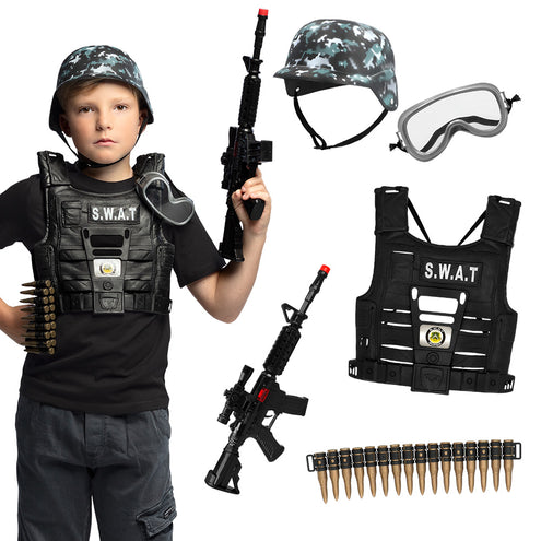 E-Carnavalskleding.nl S.W.A.T. verkleedset kinderen compleer