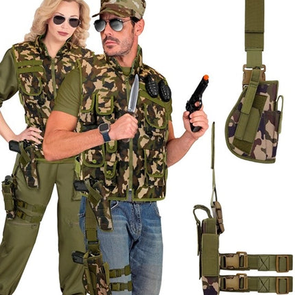 E-Carnavalskleding.nl Tactisch rechter been holster camouflage Joep