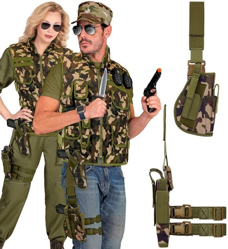 E-Carnavalskleding.nl Tactisch rechter been holster camouflage Joep