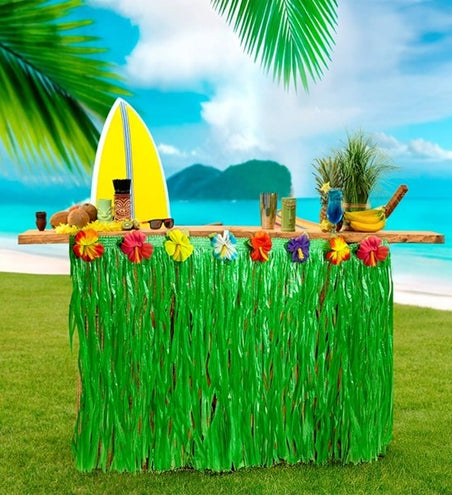 E-Carnavalskleding.nl Tafelrandversiering met hibiscus bloemen 275x70cm Roos