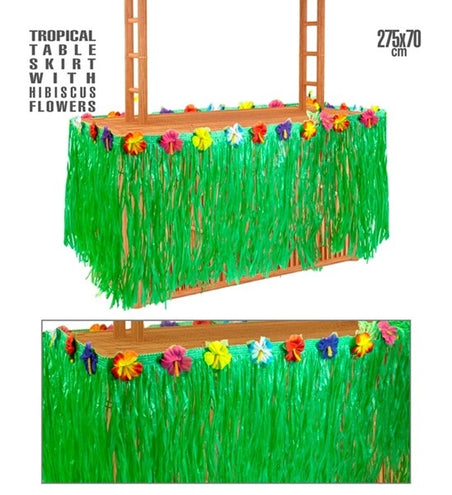 E-Carnavalskleding.nl Tafelrandversiering met hibiscus bloemen 275x70cm Roos