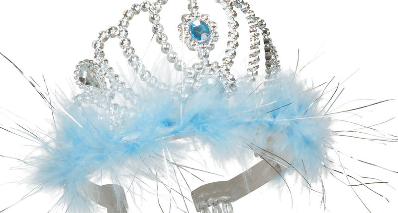 E-Carnavalskleding.nl Tiara Frostine prinses blauw marabou