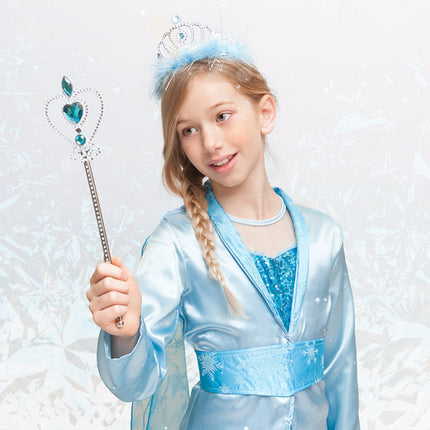 E-Carnavalskleding.nl Tiara Frostine prinses blauw marabou