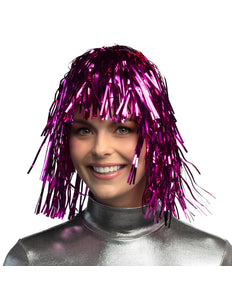 E-Carnavalskleding.nl Tinsel pruik Metallic fuchsia