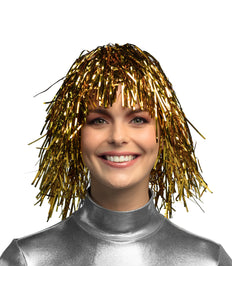 E-Carnavalskleding.nl Tinsel pruik Metallic goud