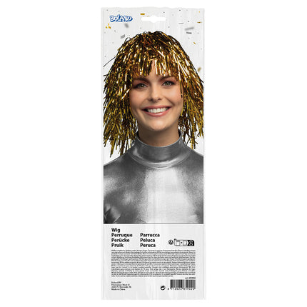 E-Carnavalskleding.nl Tinsel pruik Metallic goud