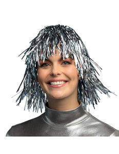 E-Carnavalskleding.nl Tinsel pruik Metallic zilver