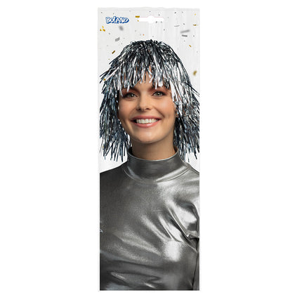 E-Carnavalskleding.nl Tinsel pruik Metallic zilver