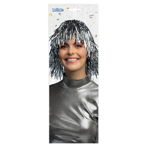 E-Carnavalskleding.nl Tinsel pruik Metallic zilver
