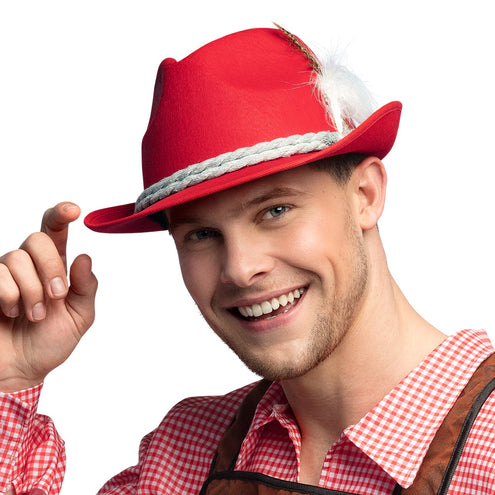 E-Carnavalskleding.nl Tiroler hoed rood Hansi