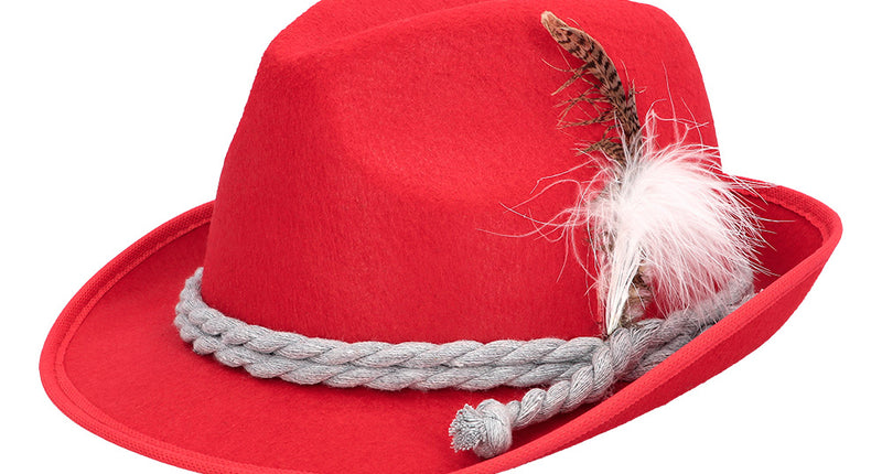 E-Carnavalskleding.nl Tiroler hoed rood Hansi