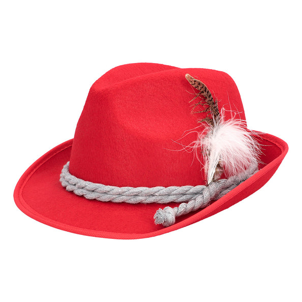E-Carnavalskleding.nl Tiroler hoed rood Hansi