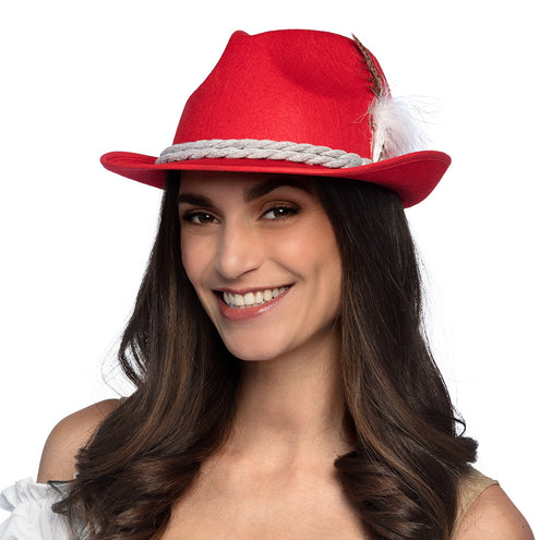 E-Carnavalskleding.nl Tiroler hoed rood Hansi