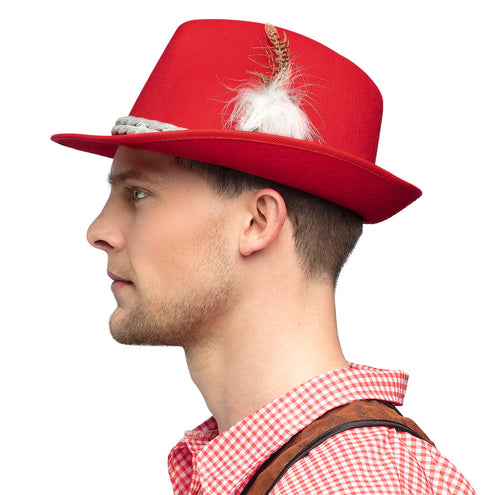 E-Carnavalskleding.nl Tiroler hoed rood Hansi