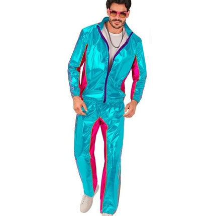 E-Carnavalskleding.nl Trainingspak elektronische dansmuziek blauw metallic