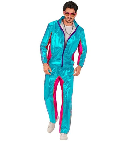 E-Carnavalskleding.nl Trainingspak elektronische dansmuziek blauw metallic