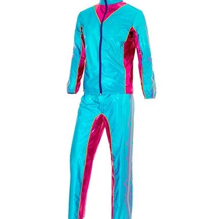 E-Carnavalskleding.nl Trainingspak elektronische dansmuziek blauw metallic