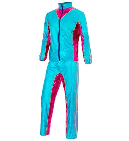 E-Carnavalskleding.nl Trainingspak elektronische dansmuziek blauw metallic