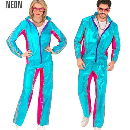 E-Carnavalskleding.nl Trainingspak elektronische dansmuziek blauw metallic