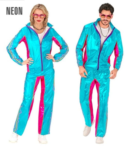 E-Carnavalskleding.nl Trainingspak elektronische dansmuziek blauw metallic