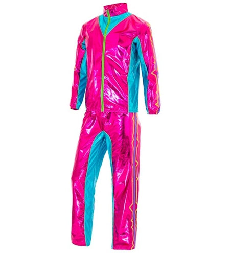 E-Carnavalskleding.nl Trainingspak elektronische dansmuziek roze metallic
