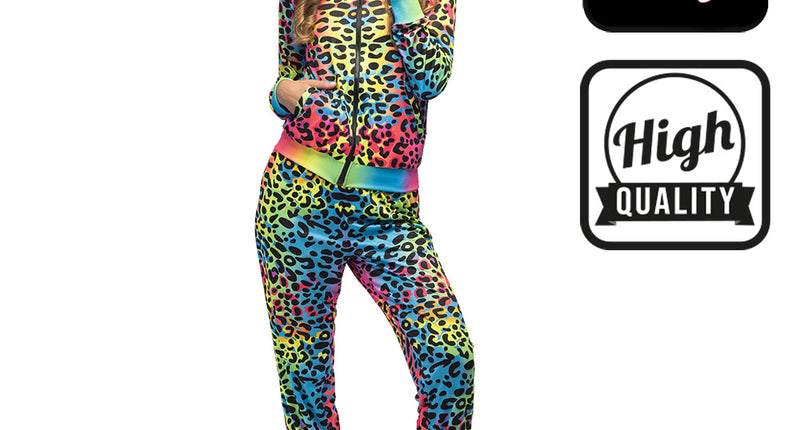 E-Carnavalskleding.nl Trainingspak Leopard Art babe UV