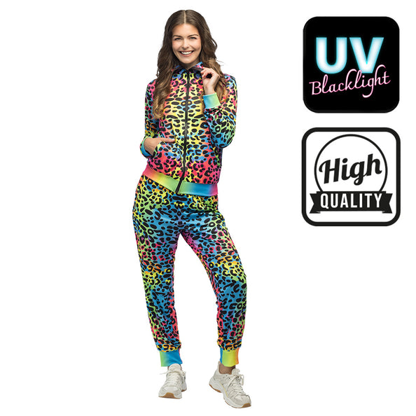 E-Carnavalskleding.nl Trainingspak Leopard Art babe UV