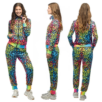 E-Carnavalskleding.nl Trainingspak Leopard Art babe UV