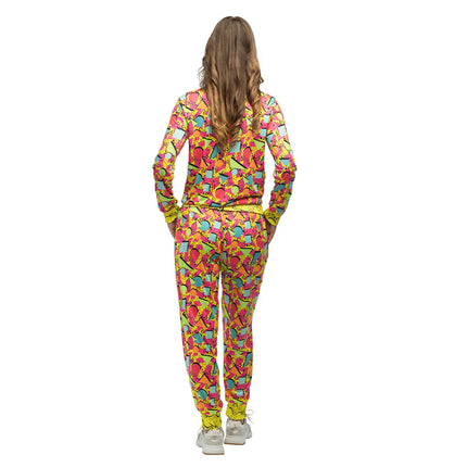 E-Carnavalskleding.nl Trainingspak Pop Art babe UV