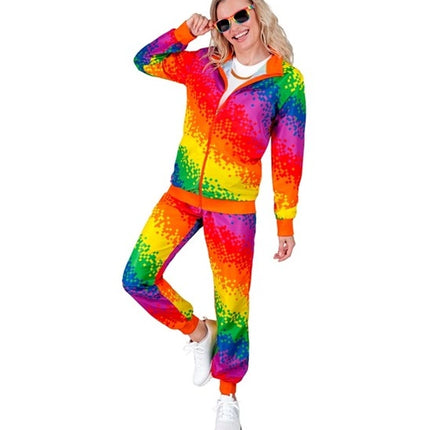E-Carnavalskleding.nl Trainingspak regenboog pixels