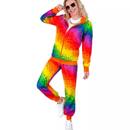 E-Carnavalskleding.nl Trainingspak regenboog pixels