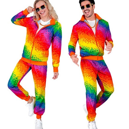 E-Carnavalskleding.nl Trainingspak regenboog pixels