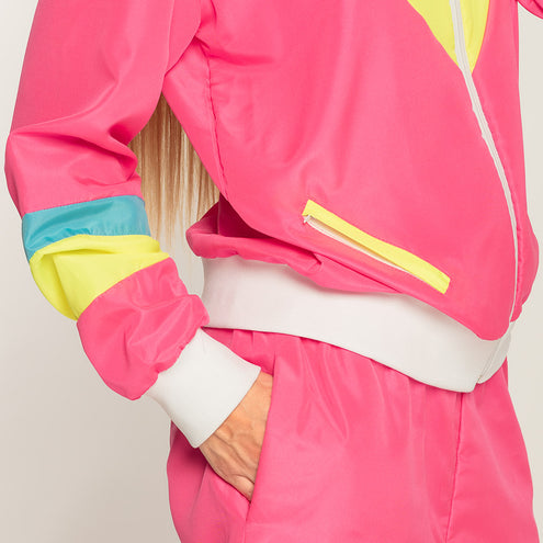 E-Carnavalskleding.nl Trainingspak Retro babe neon roze