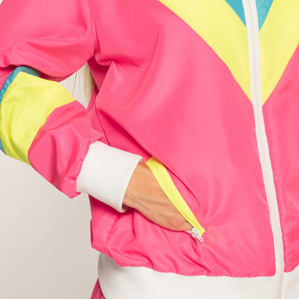 E-Carnavalskleding.nl Trainingspak Retro babe neon roze