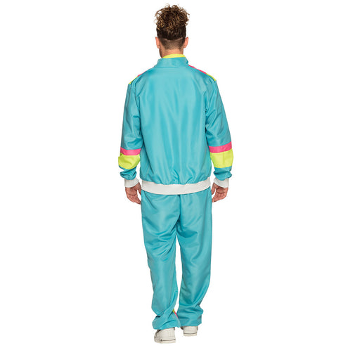 E-Carnavalskleding.nl Trainingspak Retro dude neon blauw