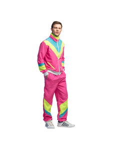 E-Carnavalskleding.nl Trainingspak Retro dude neon roze