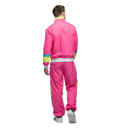 E-Carnavalskleding.nl Trainingspak Retro dude neon roze
