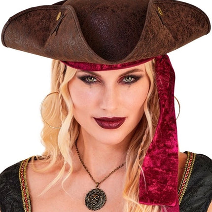 E-Carnavalskleding.nl Tricorn hoed verweerd leer bruin Julia