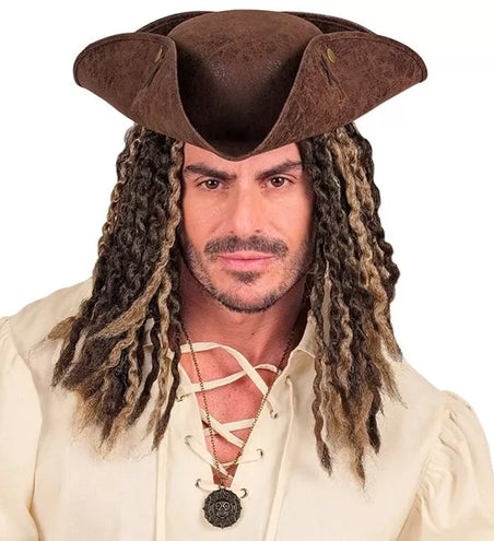 E-Carnavalskleding.nl Tricorn hoed verweerd leer bruin Julia