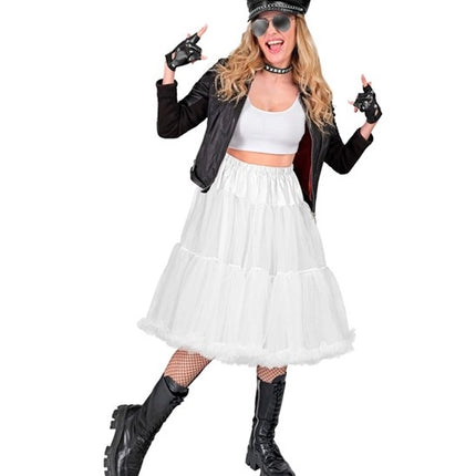 E-Carnavalskleding.nl Tulle rok met plooien/petticoat 65cm, wit Joep